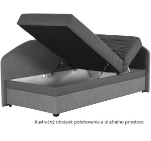 Blanar TURI 5 sivá pravá, čalúnená rohová posteľ 90x200 cm s roštom a matracom