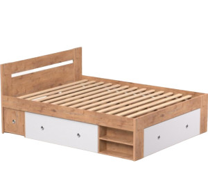 REA LARISA UP 160 dub lancelot + farebné čielko, manželská posteľ 160x200 cm s úložným priestorom