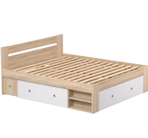 REA LARISA UP 180 dub bardolino + farebné čielko, manželská posteľ 180x200 cm s úložným priestorom