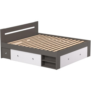 REA LARISA UP 180 šedý grafit + farebné čielko, manželská posteľ 180x200 cm s úložným priestorom