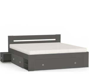 REA LARISA UP 180 šedý grafit + farebné čielko, manželská posteľ 180x200 cm s úložným priestorom