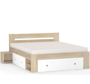 REA LARISA UP 160 dub bardolino + farebné čielko, manželská posteľ 160x200 cm s úložným priestorom