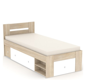 REA LARISA UP 90 dub bardolino + farebné čielko, jednolôžková posteľ 90x200 cm s úložným priestorom