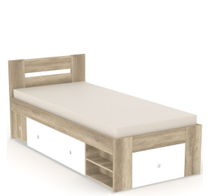 REA LARISA UP 90 dub canyon + farebné čielko, jednolôžková posteľ 90x200 cm s úložným priestorom