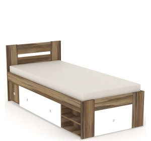 REA LARISA UP 90 orech rockpille + farebné čielko, jednolôžková posteľ 90x200 cm s úložným priestorom