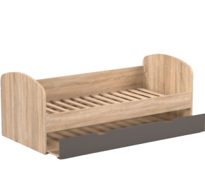 REA ABRA dub bardolino + farebné čelo, detská posteľ s prístelkou 90x200 cm