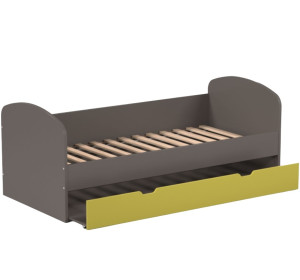 REA ABRA šedý grafit + farebné čelo, detská posteľ s prístelkou 90x200 cm