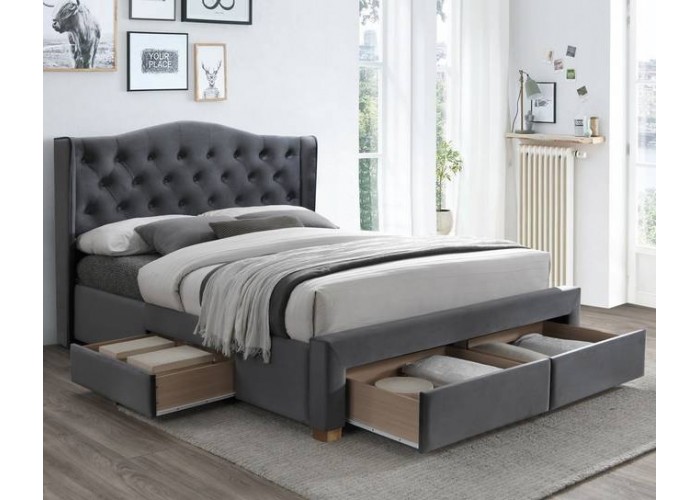 ASPEN VELVET 2 sivá, manželská posteľ s roštom 160x200 cm