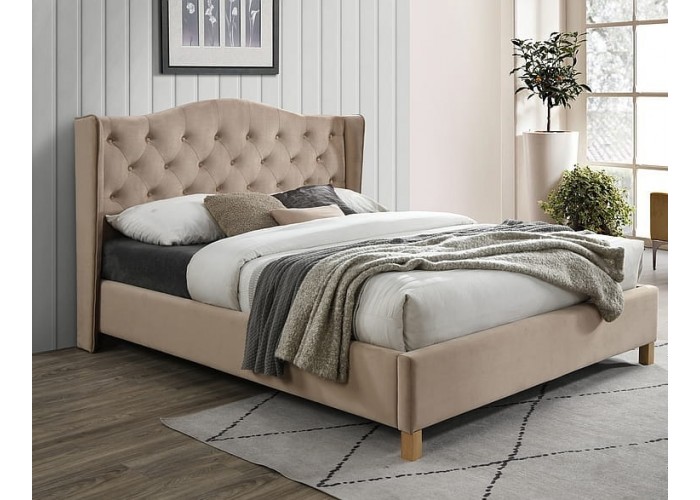ASPEN VELVET béžová, manželská posteľ s roštom 160x200 cm