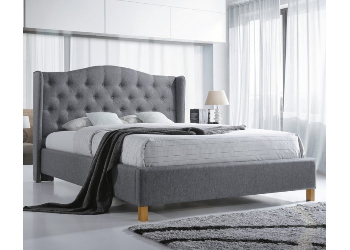 ASPEN sivá, čalúnená posteľ s roštom 140x200 cm