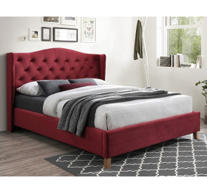 ASPEN VELVET bordová, manželská posteľ s roštom 160x200 cm