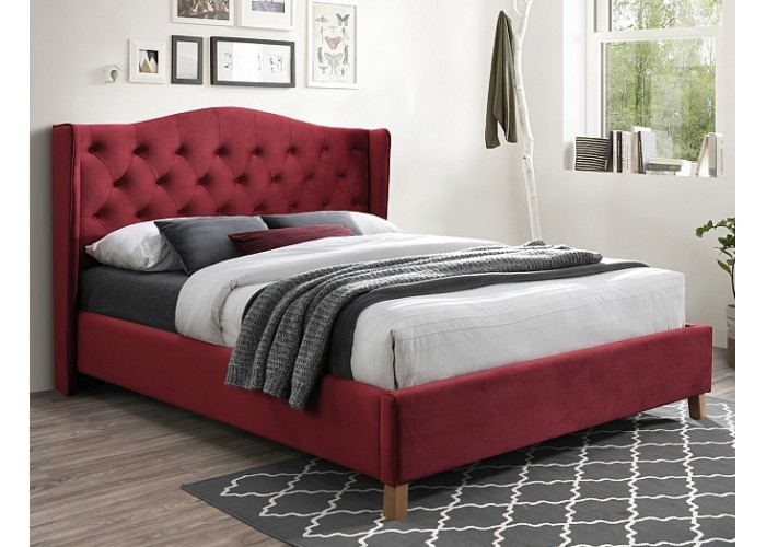 ASPEN VELVET bordová, manželská posteľ s roštom 160x200 cm