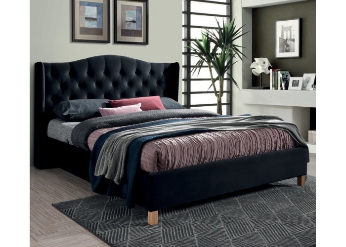 ASPEN VELVET čierna, posteľ s roštom 160x200 cm