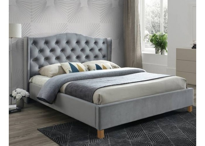 ASPEN VELVET sivá, manželská posteľ s roštom 180x200 cm