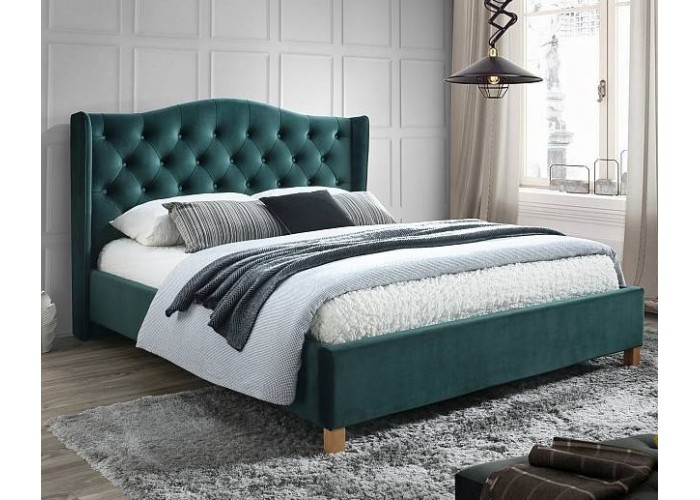 ASPEN VELVET zelená, manželská posteľ s roštom 160x200 cm
