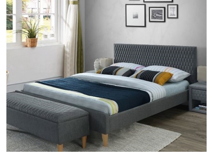 AZURRO VELVET sivá, čalúnená posteľ s roštom 140x200 cm