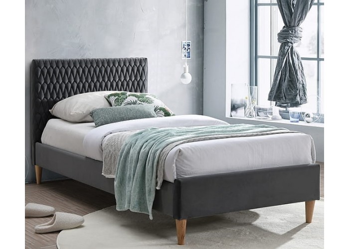 AZURRO VELVET sivá, jednolôžková posteľ s roštom 90x200 cm