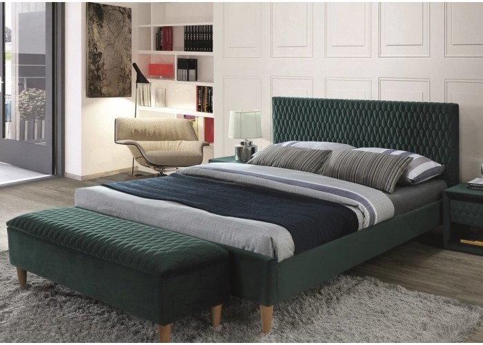AZURRO VELVET zelená, manželská posteľ s roštom 160x200 cm