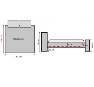 AZURRO VELVET sivá, manželská posteľ s roštom 180x200 cm