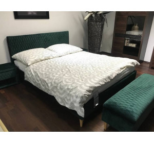 AZURRO VELVET zelená, manželská posteľ s roštom 160x200 cm