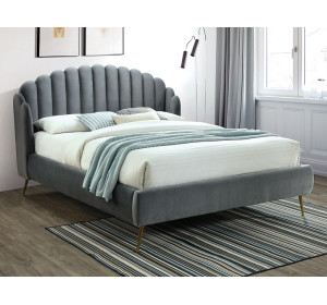 CALABRIA VELVET sivá, čalúnená posteľ s roštom 160x200 cm