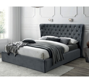 CARVEN VELVET sivá, manželská posteľ s roštom 160x200 cm