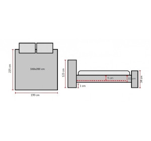 CARVEN VELVET sivá, manželská posteľ s roštom 160x200 cm