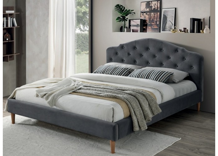 CHLOE VELVET sivá, manželská posteľ s roštom 160x200 cm