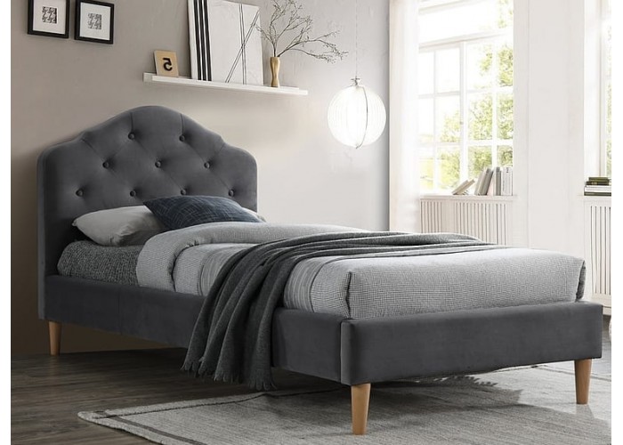 CHLOE VELVET sivá, jednolôžková posteľ s roštom 90x200 cm