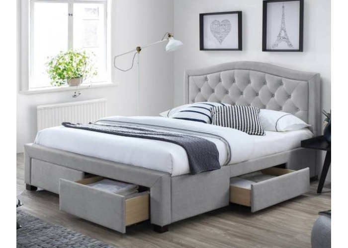 ELECTRA sivá, čalúnená posteľ s úložným priestorom 140x200 cm