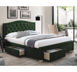 ELECTRA VELVET zelená, manželská posteľ s úložným priestorom 160x200 cm