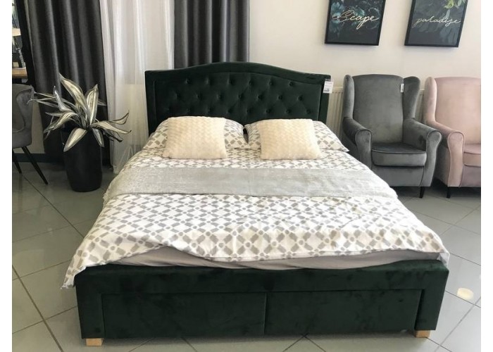ELECTRA VELVET zelená, manželská posteľ s úložným priestorom 160x200 cm