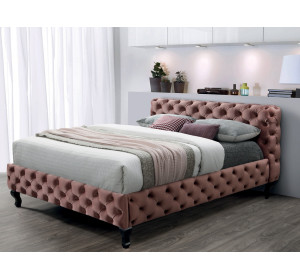 HERRERA VELVET antická ružová, čalúnená posteľ s roštom 160x200 cm