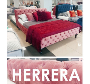 HERRERA VELVET antická ružová, čalúnená posteľ s roštom 160x200 cm