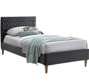 AZURRO VELVET sivá, jednolôžková posteľ s roštom 90x200 cm