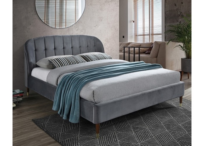 LIGURIA VELVET sivá, manželská posteľ s roštom 160x200 cm