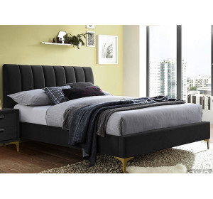 MIRAGE VELVET čierna, manželská posteľ s roštom 160x200 cm