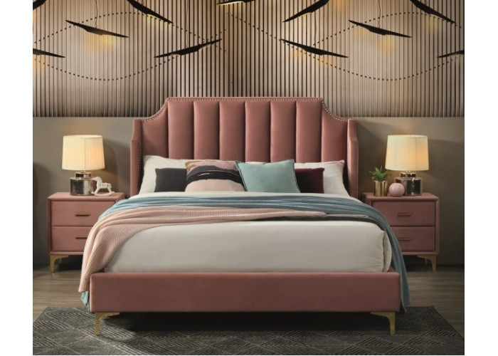MONAKO VELVET antická ružová, posteľ s roštom 160 x 200 cm