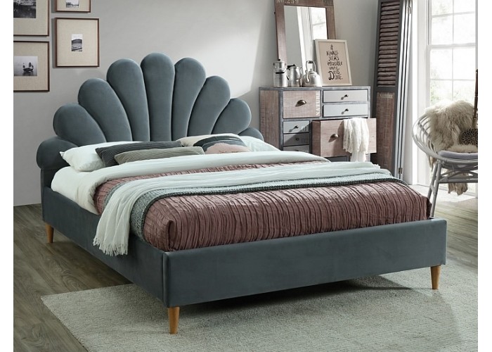 SANTANA VELVET sivá, čalúnená posteľ s roštom 160x200 cm