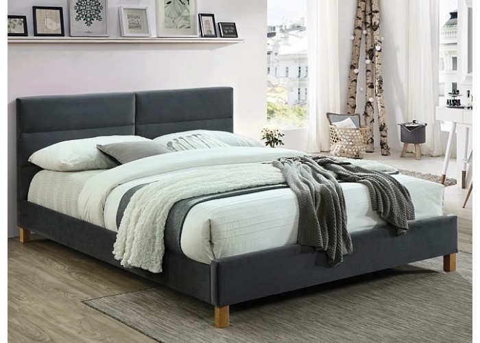 SIERRA VELVET sivá, čalúnená posteľ s roštom 160x200 cm