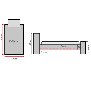TEXAS antická ružová, jednolôžková posteľ s roštom 90x200 cm