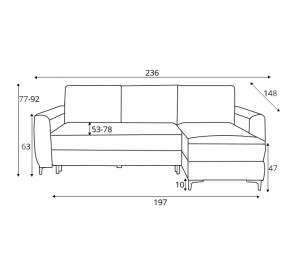MOLI LUX 3DL navy, rohová rozkladacia sedačka