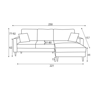 RIMI 3DL sivá, rohová rozkladacia sedačka