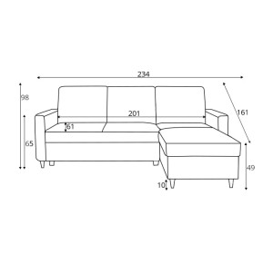 RISTEN 3DL žltá, rohová rozkladacia sedačka