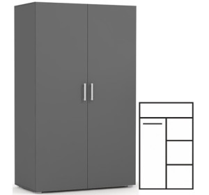 REA CATANIA 2 šedý grafit, šatníkovo-policová skriňa