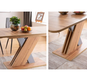 EXEL dub wotan/sivá, rozkladací jedálenský stôl 140-180x85 cm