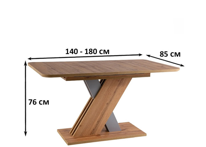EXEL dub wotan/sivá, rozkladací jedálenský stôl 140-180x85 cm