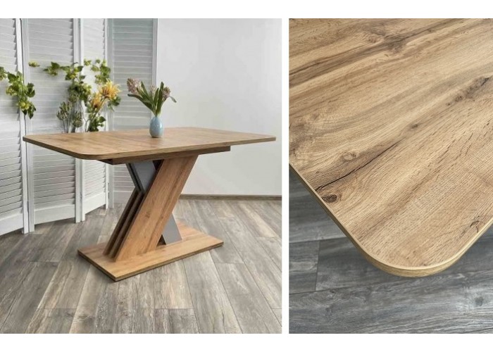 EXEL dub wotan/sivá, rozkladací jedálenský stôl 140-180x85 cm