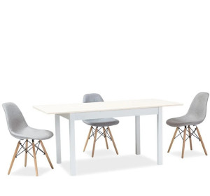 RAMON biela matná, rozkladací jedálenský stôl 125-170x75 cm