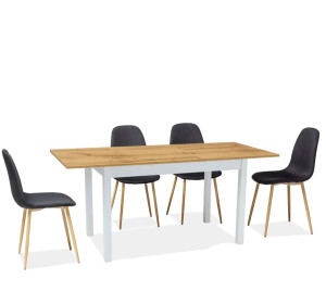 RAMON dub wotan/biela, rozkladací jedálenský stôl 100-140x60 cm